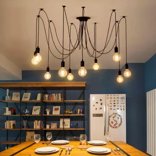 Classic spider pendant Classic-style spider pendant presented above a dining table