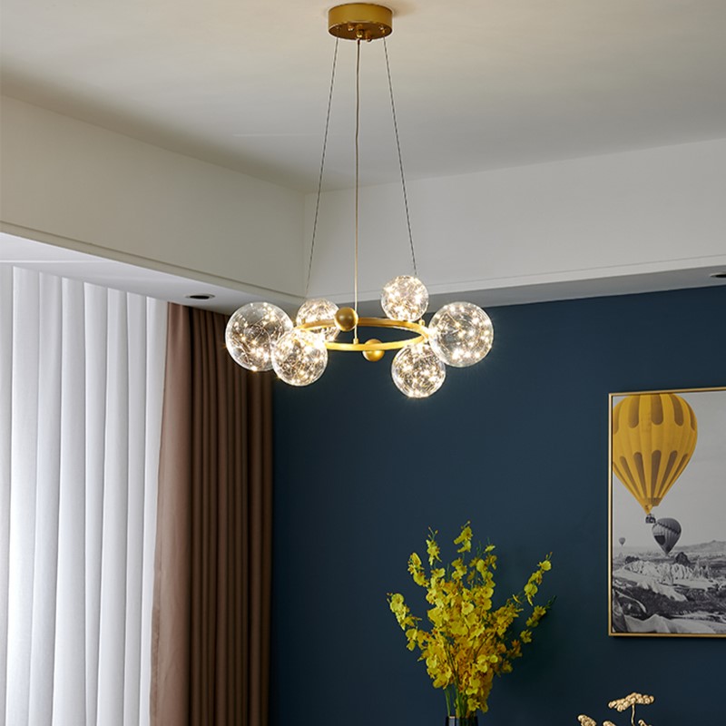 Globe chandelier with glass balls