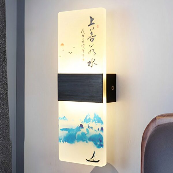 japanese LED wall lamp in acrylic with landscape design