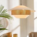 Minimalist Japanese bohemian hanging lamp in hand-woven hemp for a living room