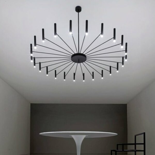 Modern floating LED chandelier in Nordic design for a minimalist dining room