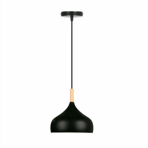 Modern Nordic design black lampshade on white background