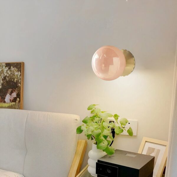 Retro pink glass bead wall light