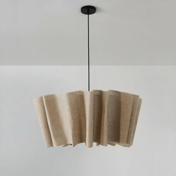 Vintage Japanese-style decorative fabric hanging on a grey background