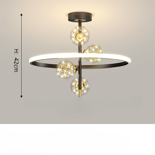 Black ceiling chandelier with sparkling balls
