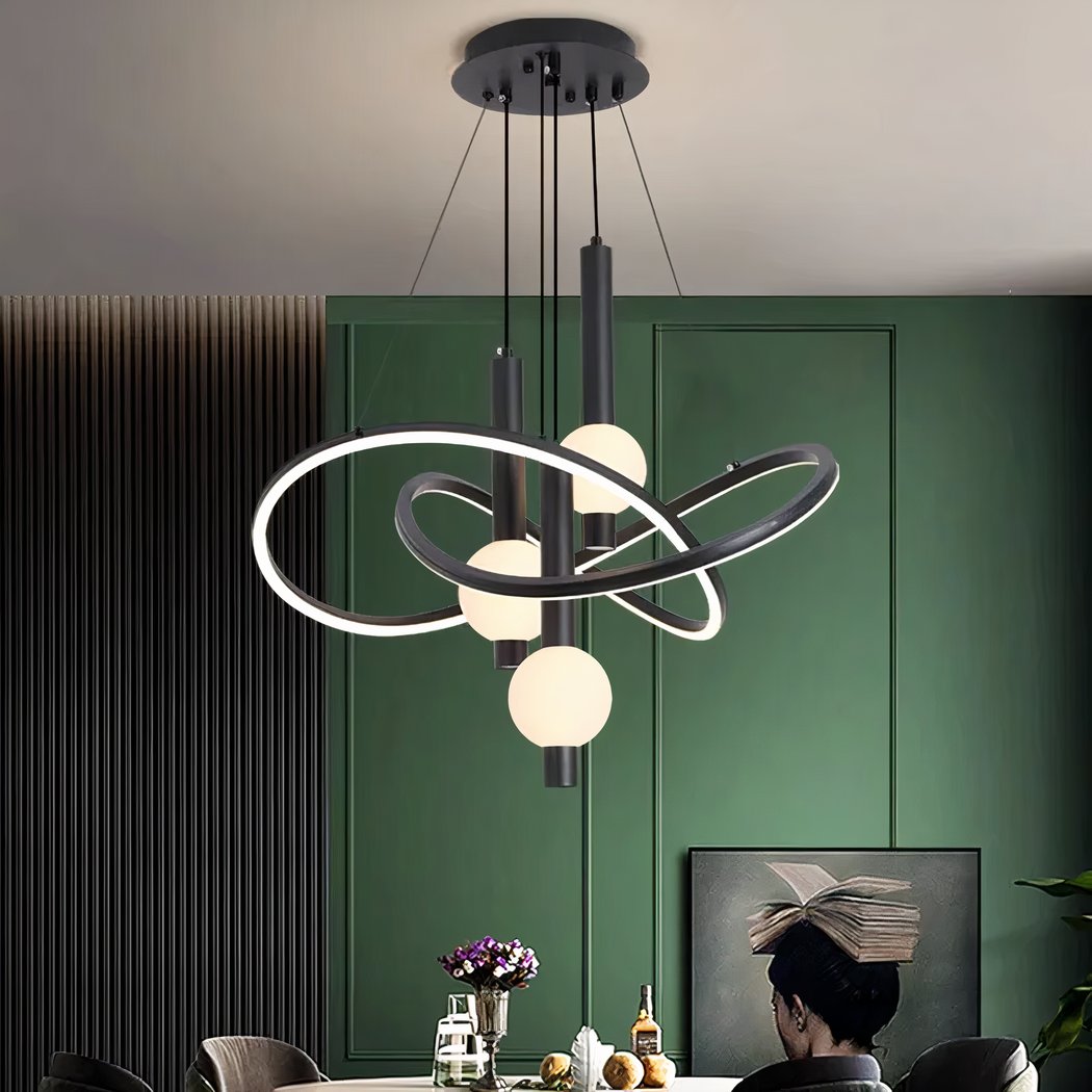 Black chandelier with suspended design