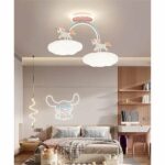 a pink and white unicorn chandelier for a child's bedroom is shown in a little girl's bedroom