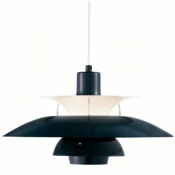 Dark navy layered PH-style pendant shown on a white background