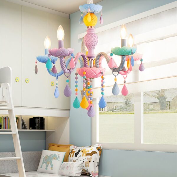 modern, colorful imitation crystal chandelier for a modern children's bedroom