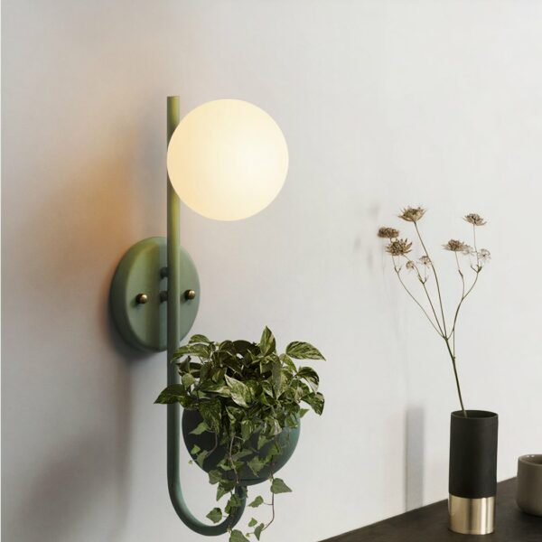 Original green floral wall sconce