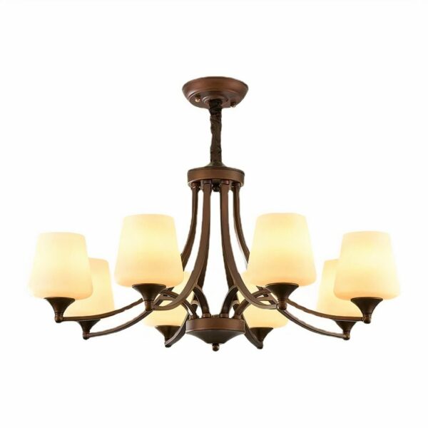 Lustre plafonnier LED suspendu en verre et métal au design rétro