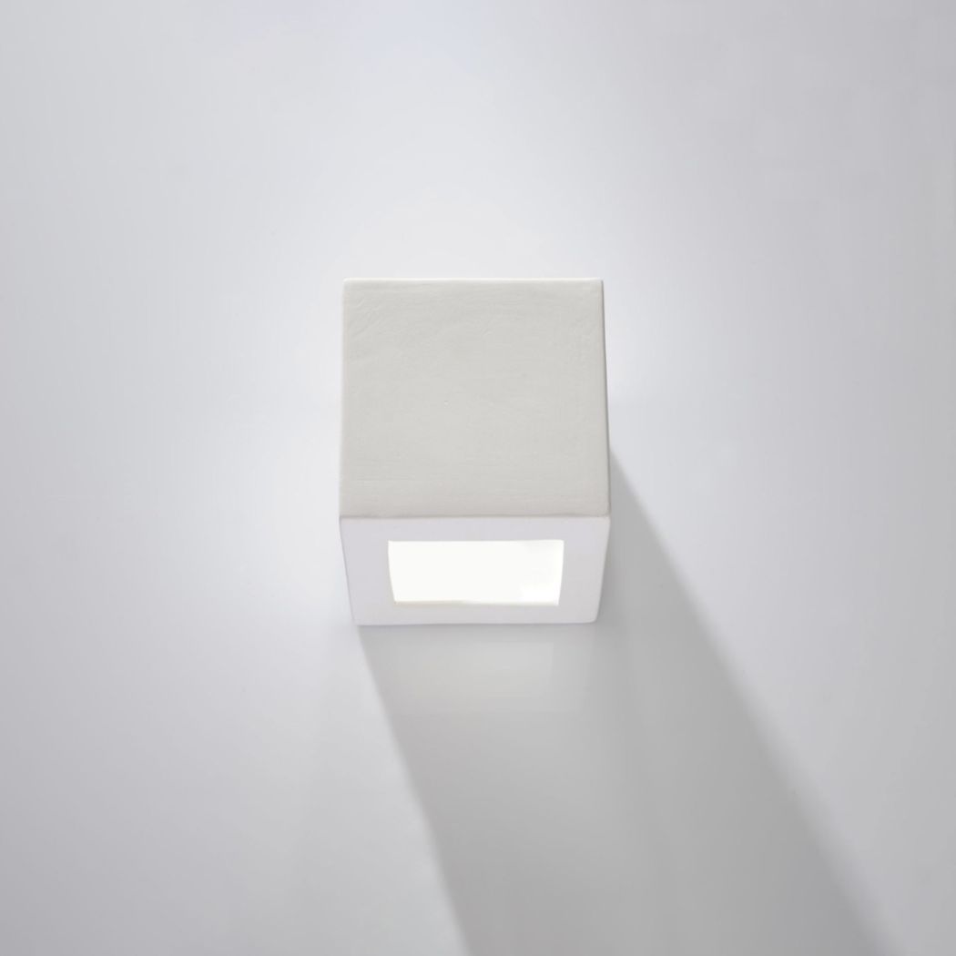 Cubic white ceramic wall light
