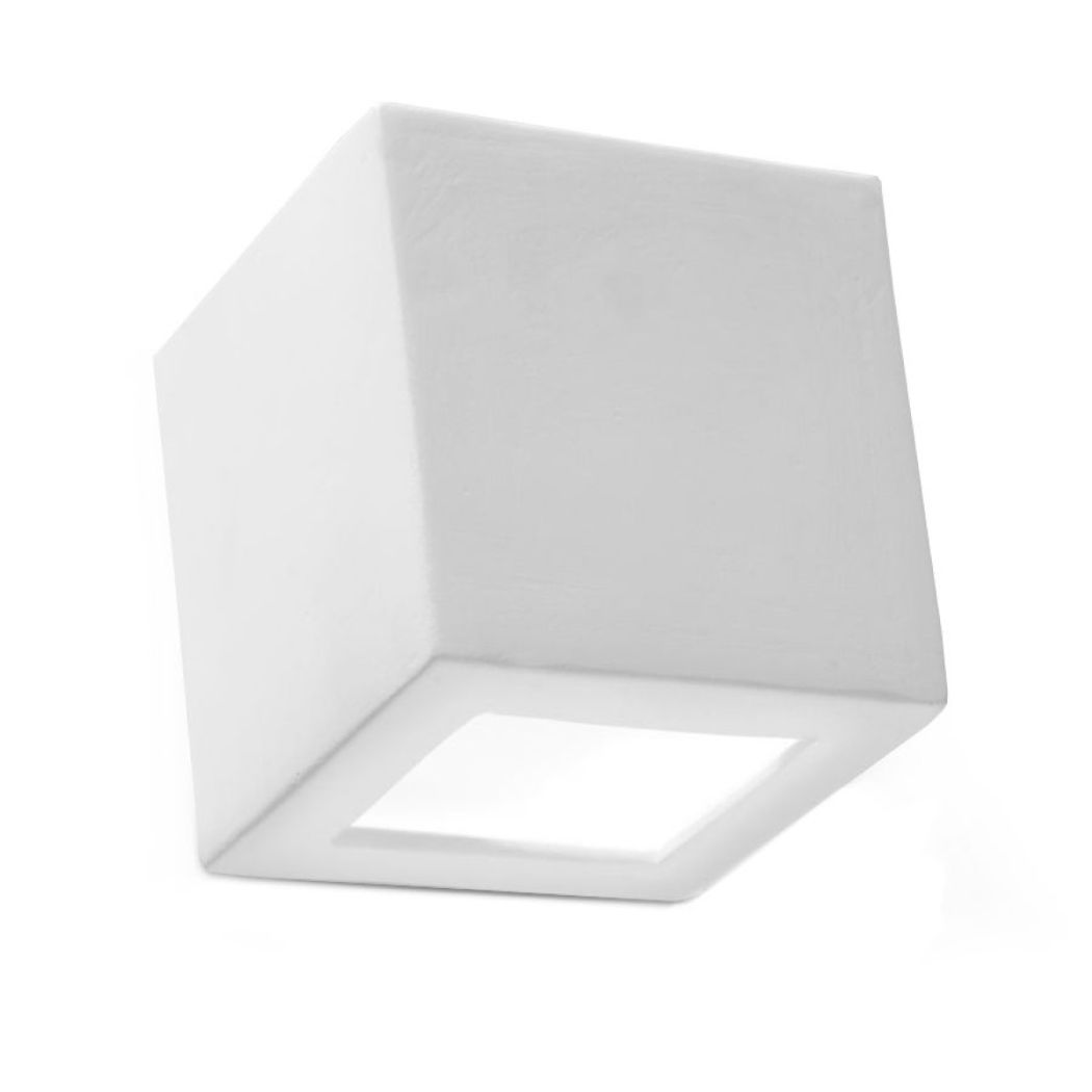 Cubic white ceramic wall light