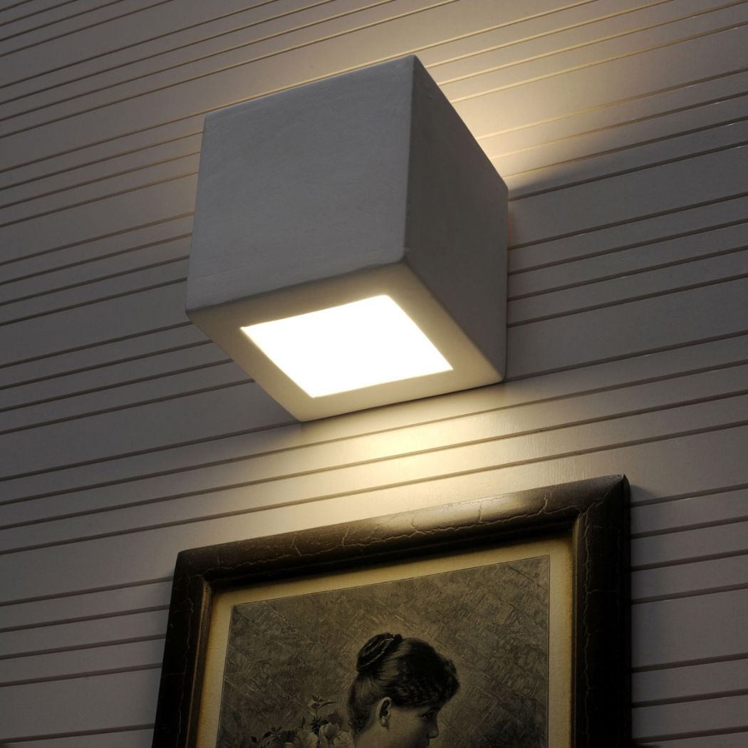 Cubic white ceramic wall light
