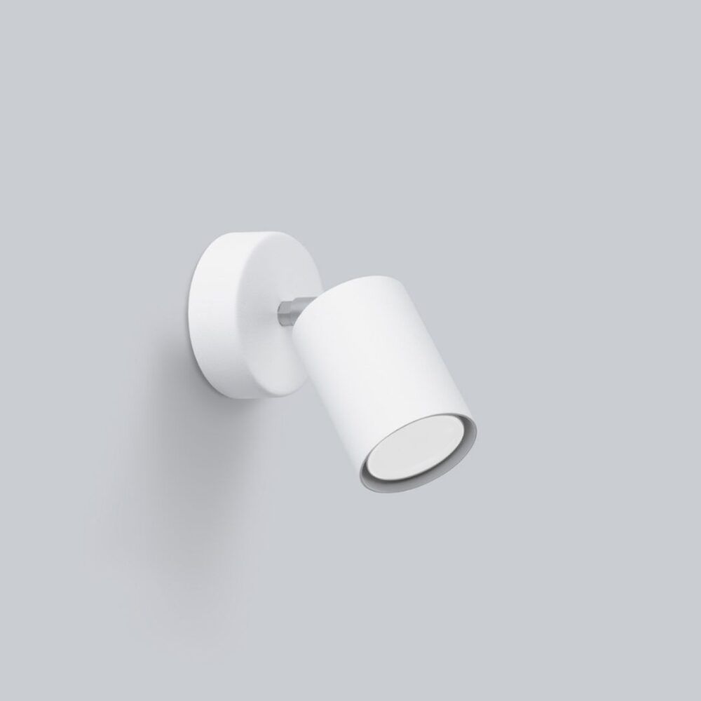 Adjustable spotlight wall light in black or white metal