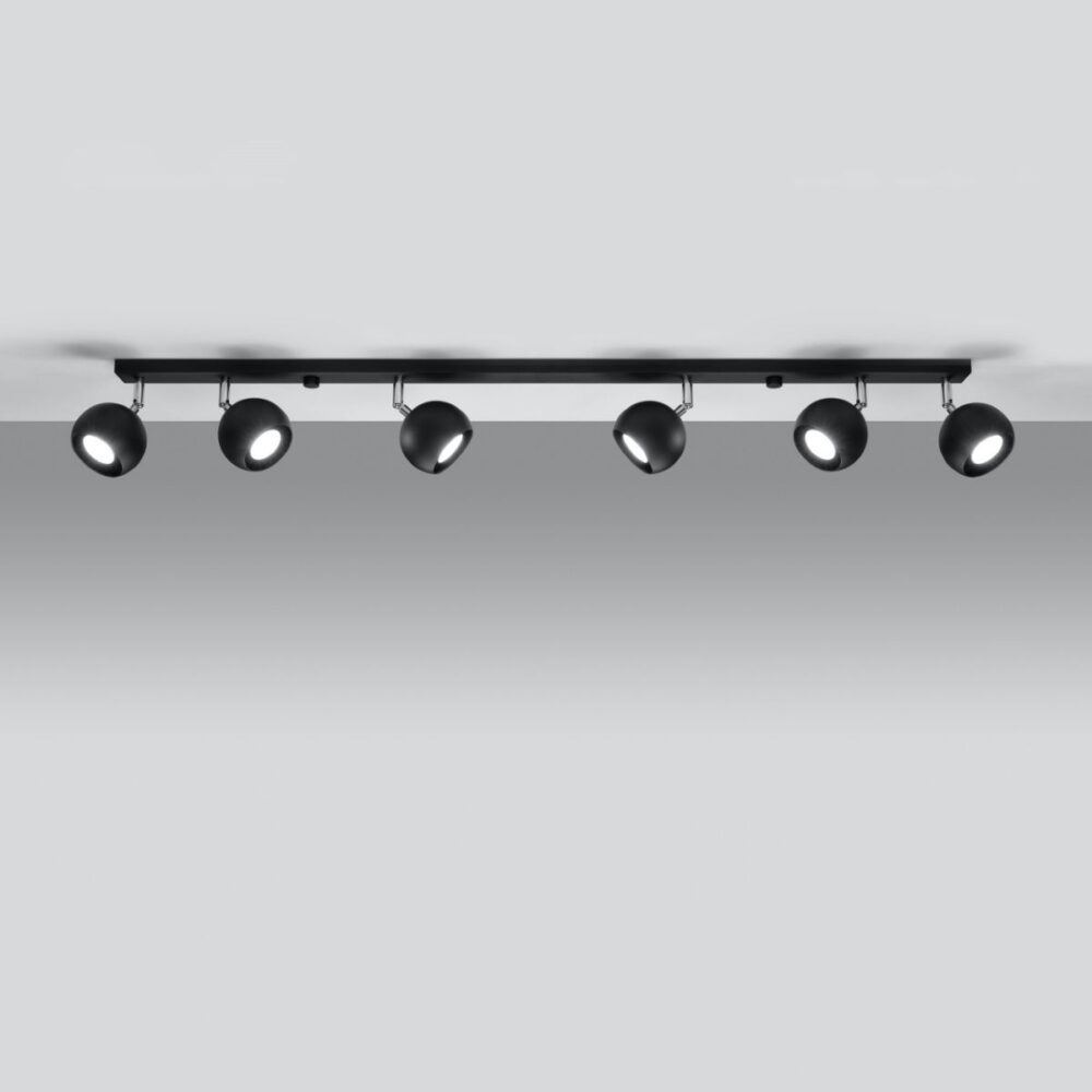 Designer ceiling light with adjustable spotlights in black or white