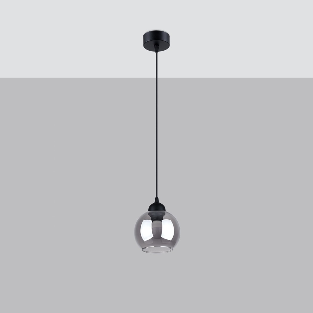 Modern smoked glass and metal pendant light