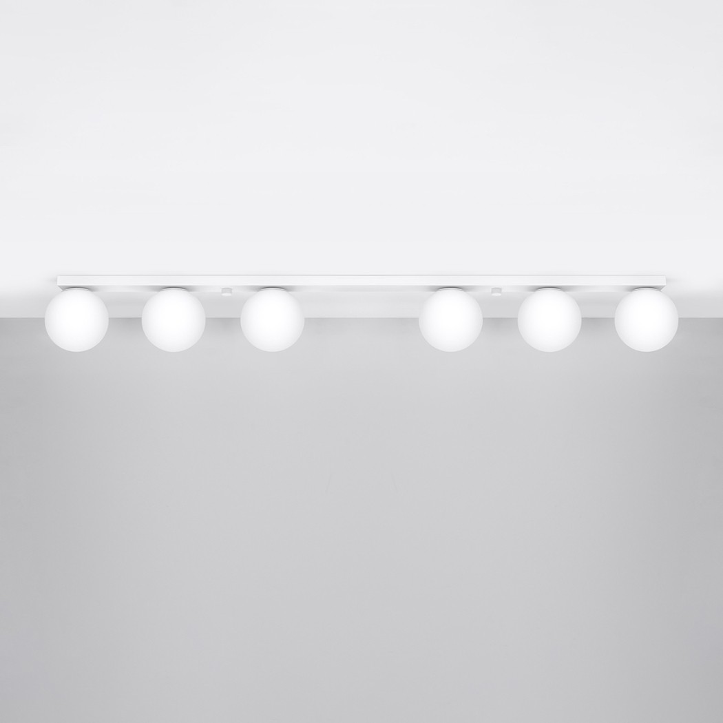 6-sphere metal and glass ceiling light