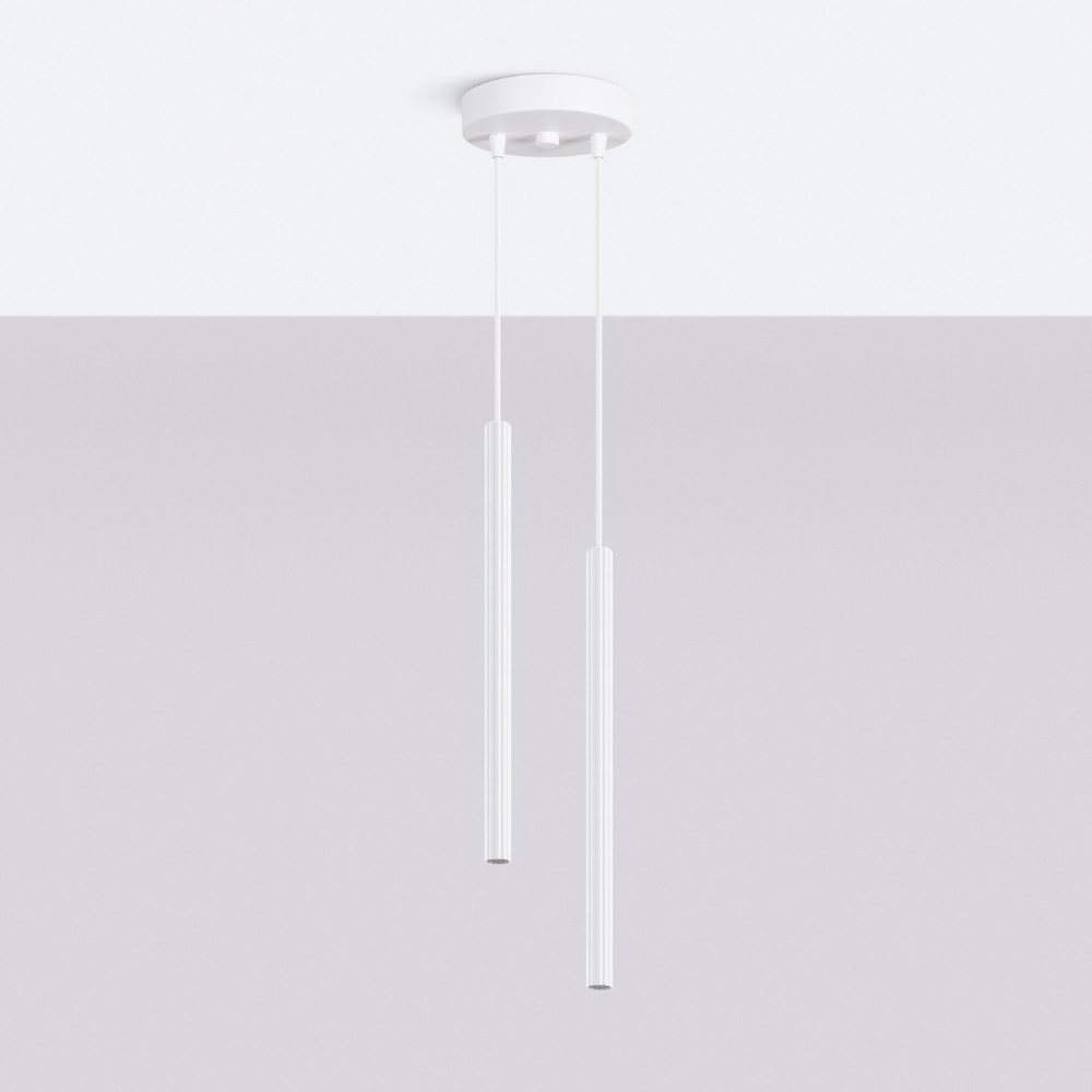 Modern metal pendant light with clean vertical tubes