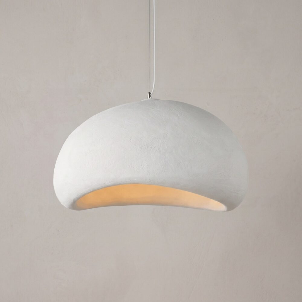 White organic dome pendant light with a soft rounded silhouette