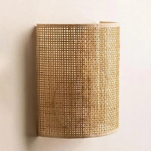 Woven rattan curved wall light panel