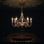 7-arm chandelier in steel, 2 colours