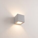 Cubic grey ceramic wall light