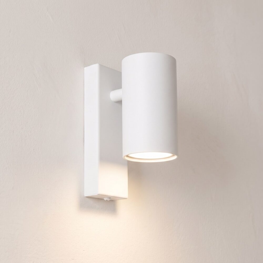 White or black steel bedside wall light