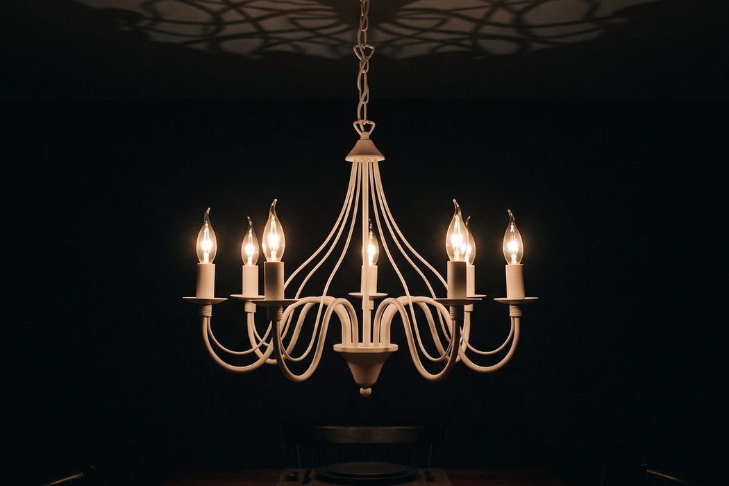 7-arm chandelier in steel, 2 colours