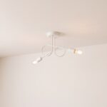 White metal ceiling light with sculptural design