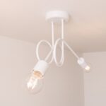 White metal ceiling light with sculptural design