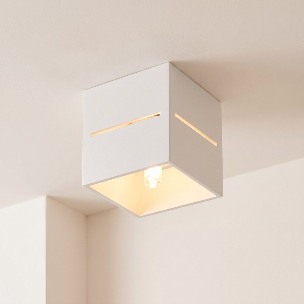 Modern perforated aluminium cube ceiling light