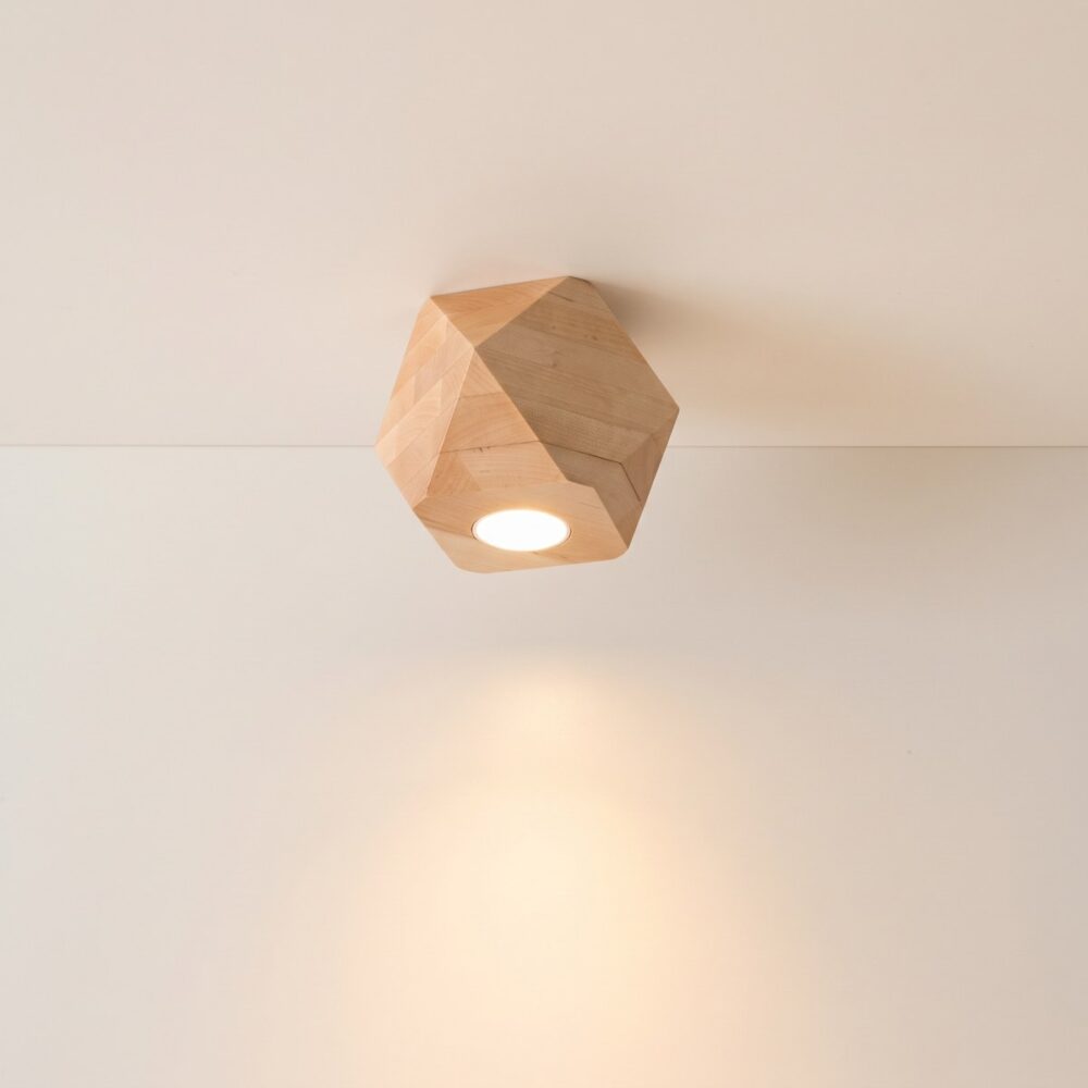 Geometric natural wood ceiling spotlight
