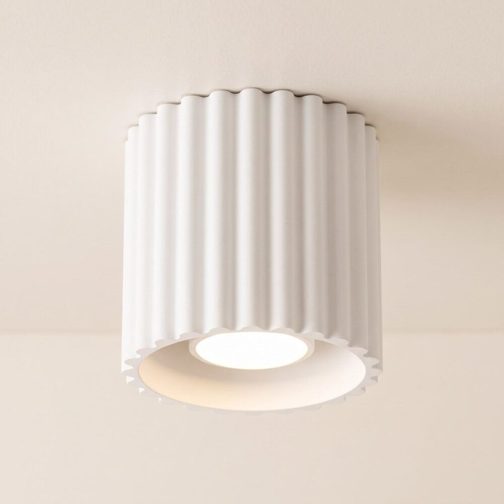 Geometric grooved aluminium ceiling light