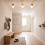 Japandi ceiling light in light wood and opal glass