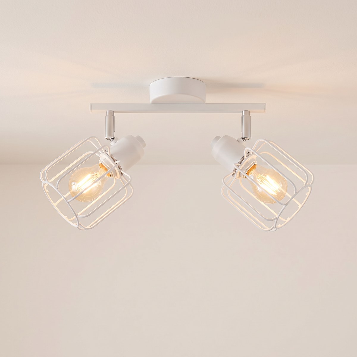 Industrial-style metal ceiling light with 2 adjustable spots Industrial-style metal ceiling light with 2 adjustable spots