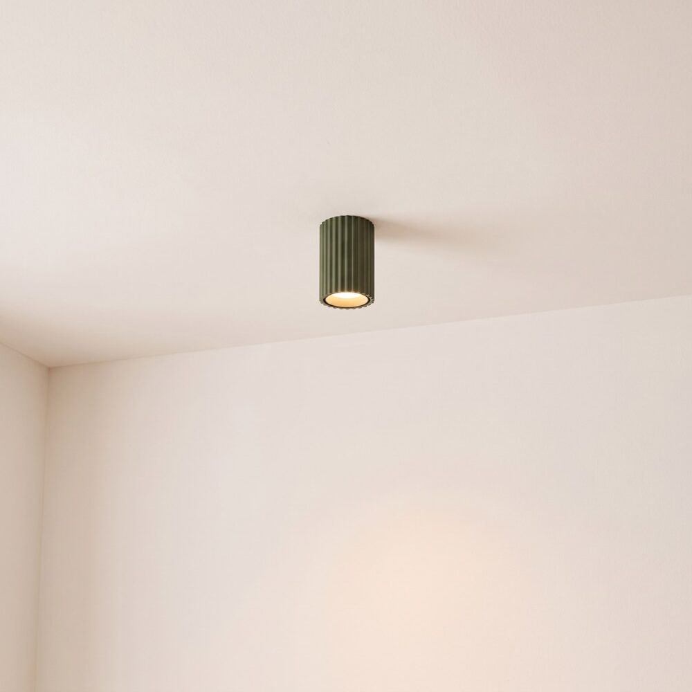 Modern green grooved aluminium tubular ceiling light
