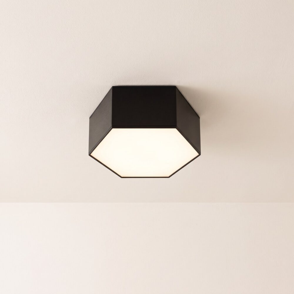 Hexagonal black PVC ceiling light
