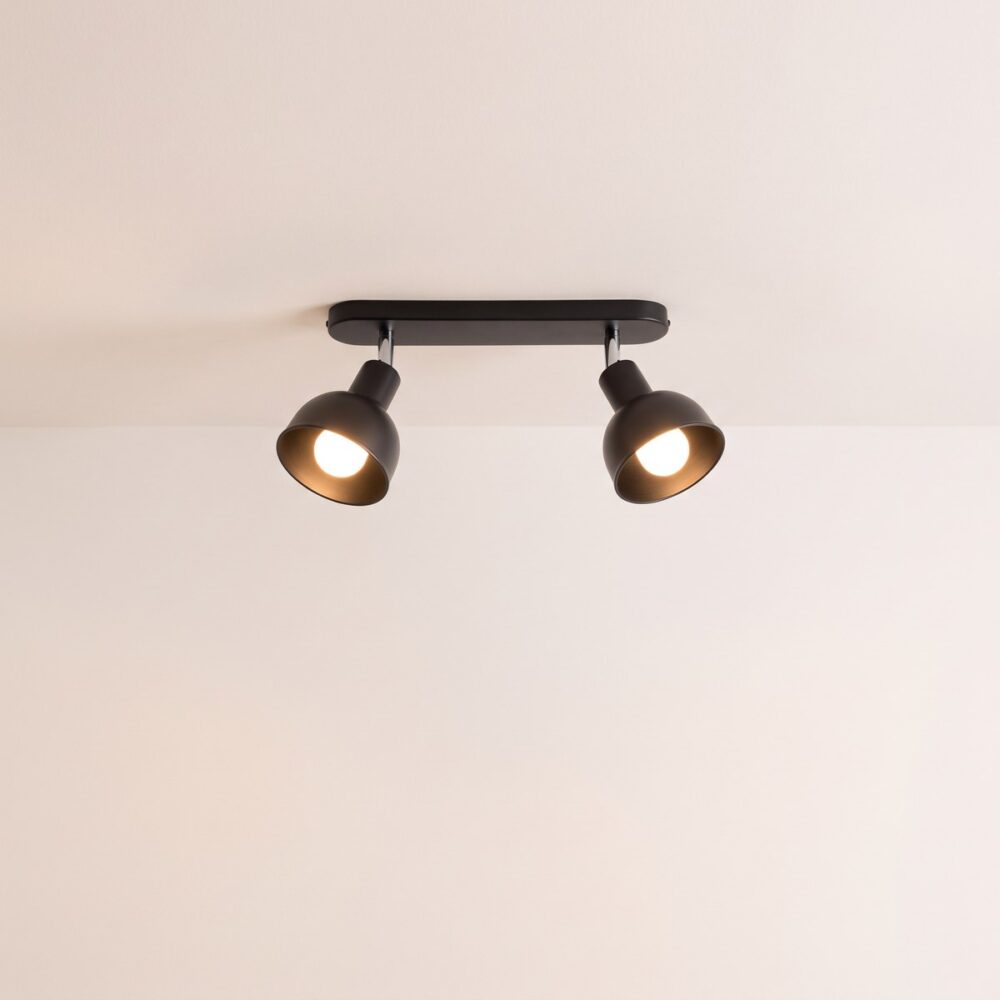 Black metal ceiling light with adjustable spots