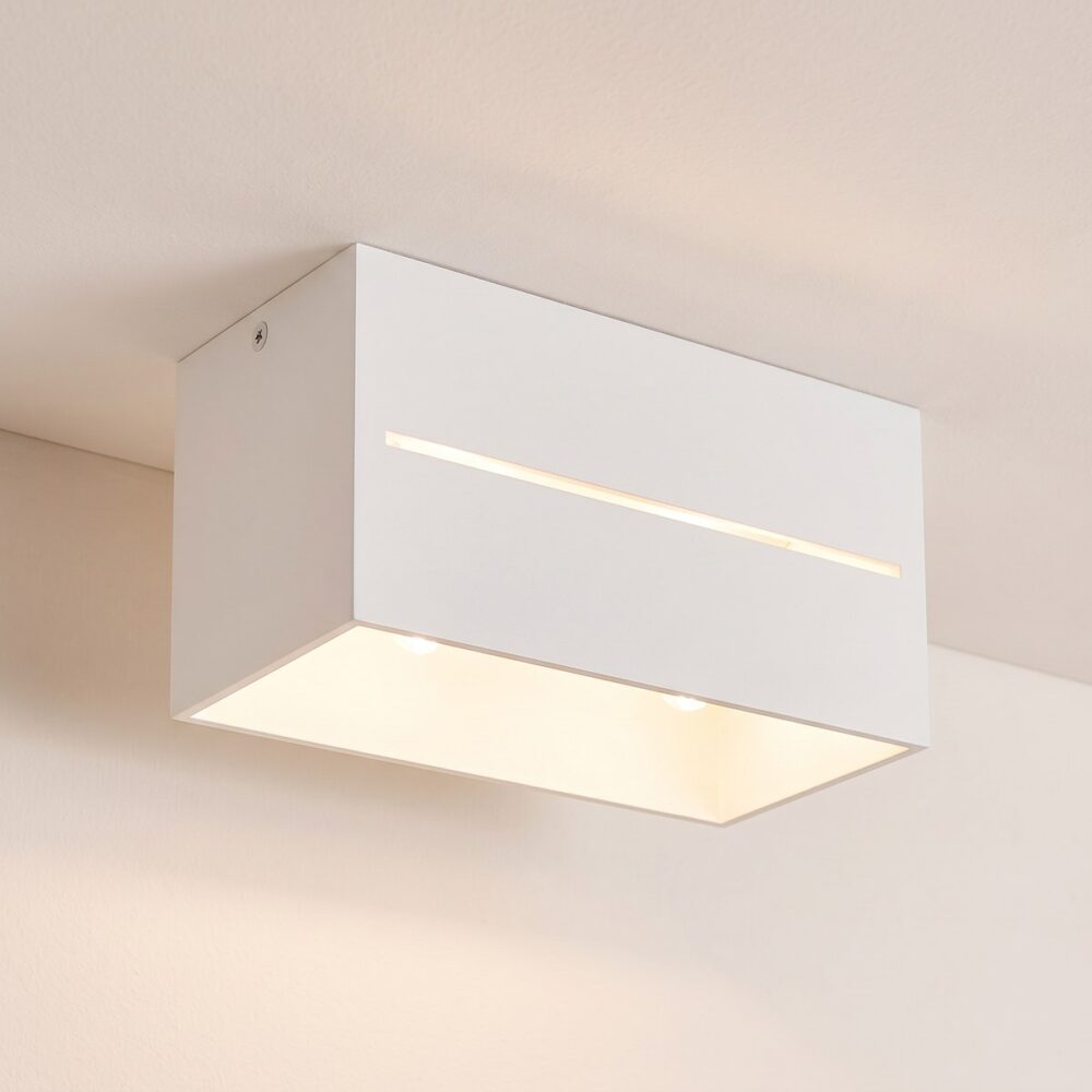 Minimalist rectangular openwork aluminium ceiling light