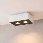 Ceiling light with 2 spots in a rectangular housing