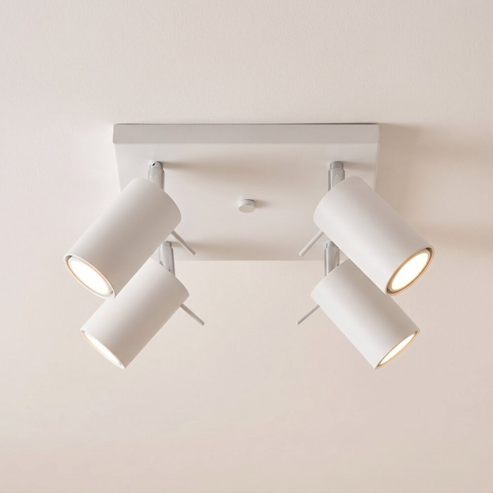 Square 4-spot adjustable ceiling light, 4 colours
