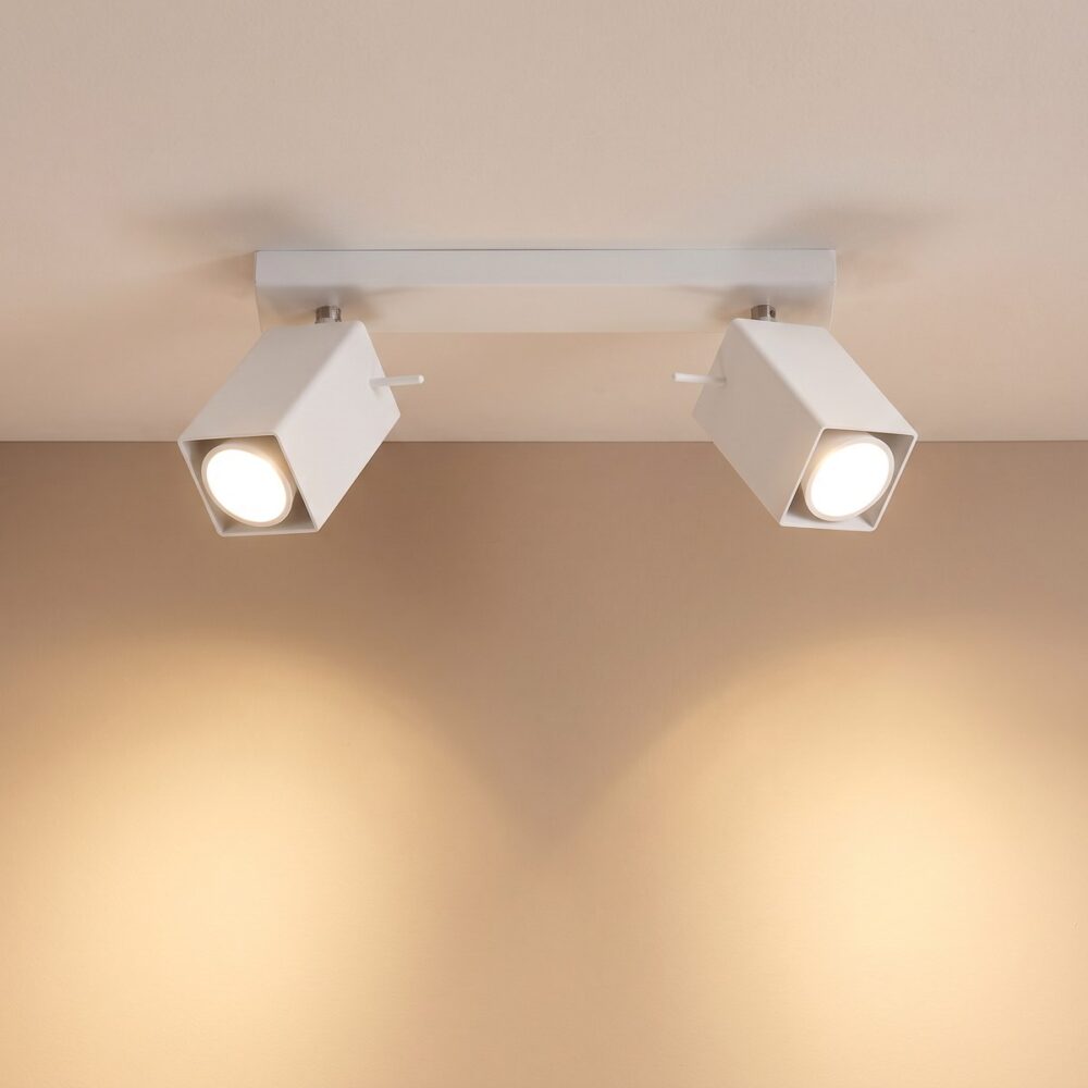 30 cm ceiling bar with 2 adjustable square spots, 3 colours
