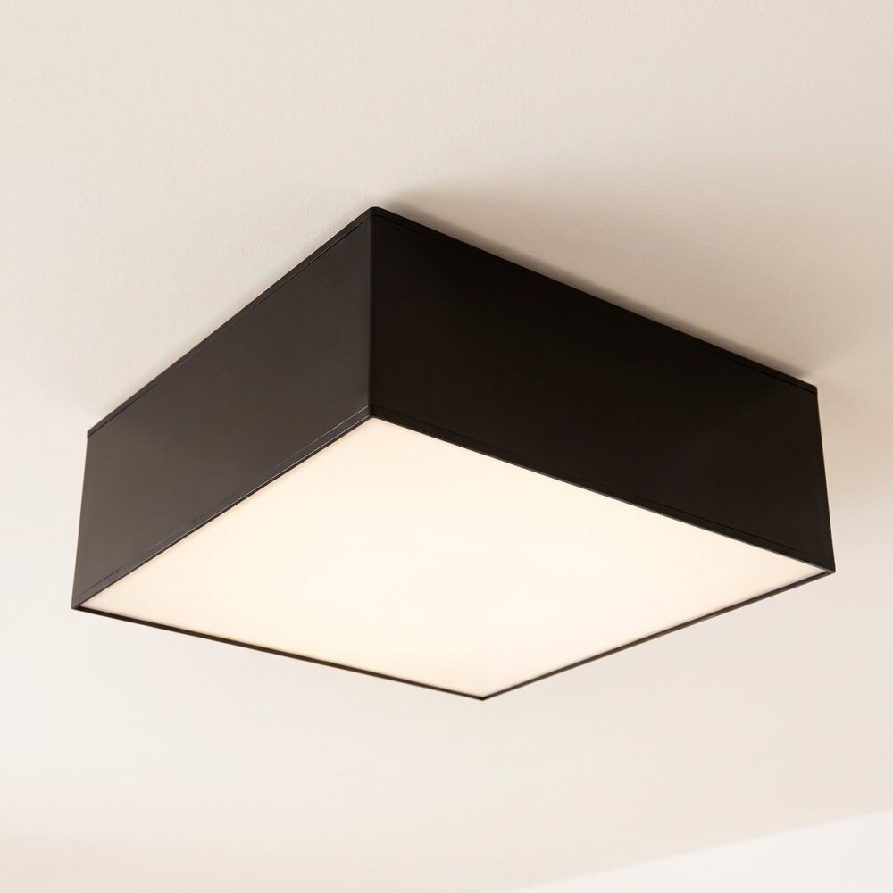 Flat square ceiling light with white diffuser, 3 colours