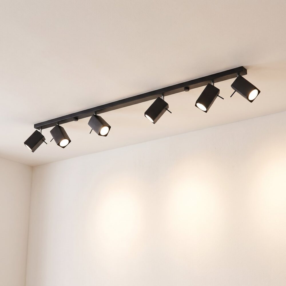 6-spot adjustable ceiling bar, 118 cm, 3 colours