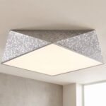 Hammered silver hexagon ceiling light, 45 cm