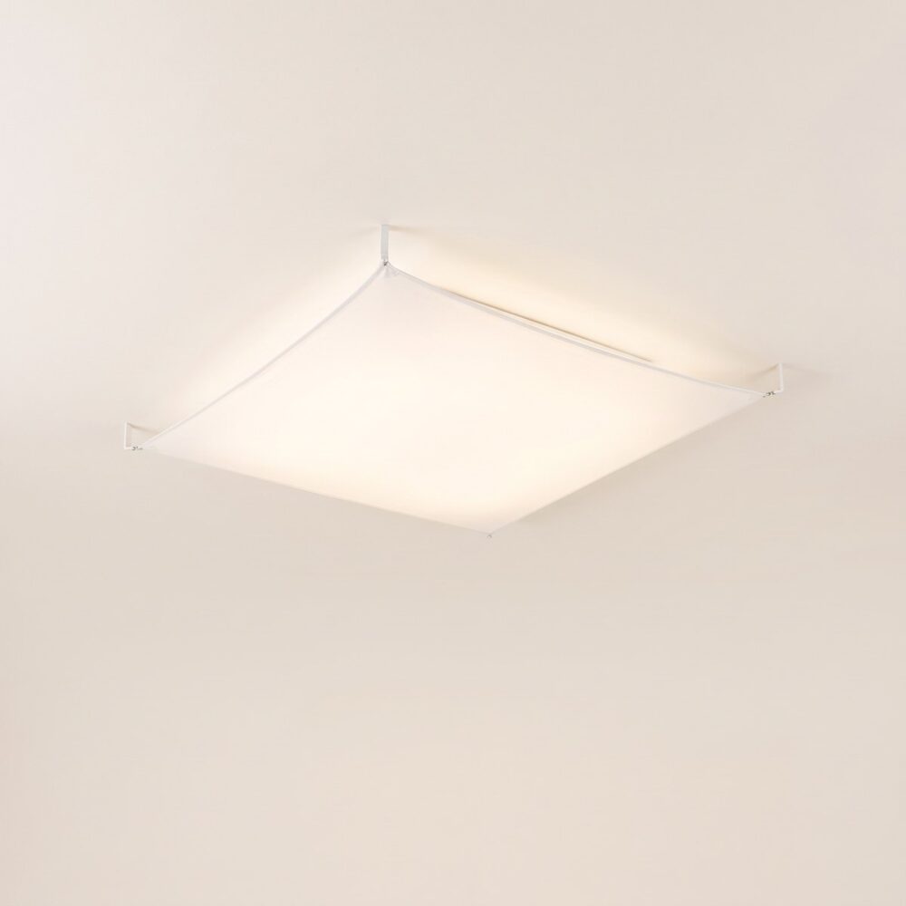 White fabric veil ceiling light, 105 x 105 cm