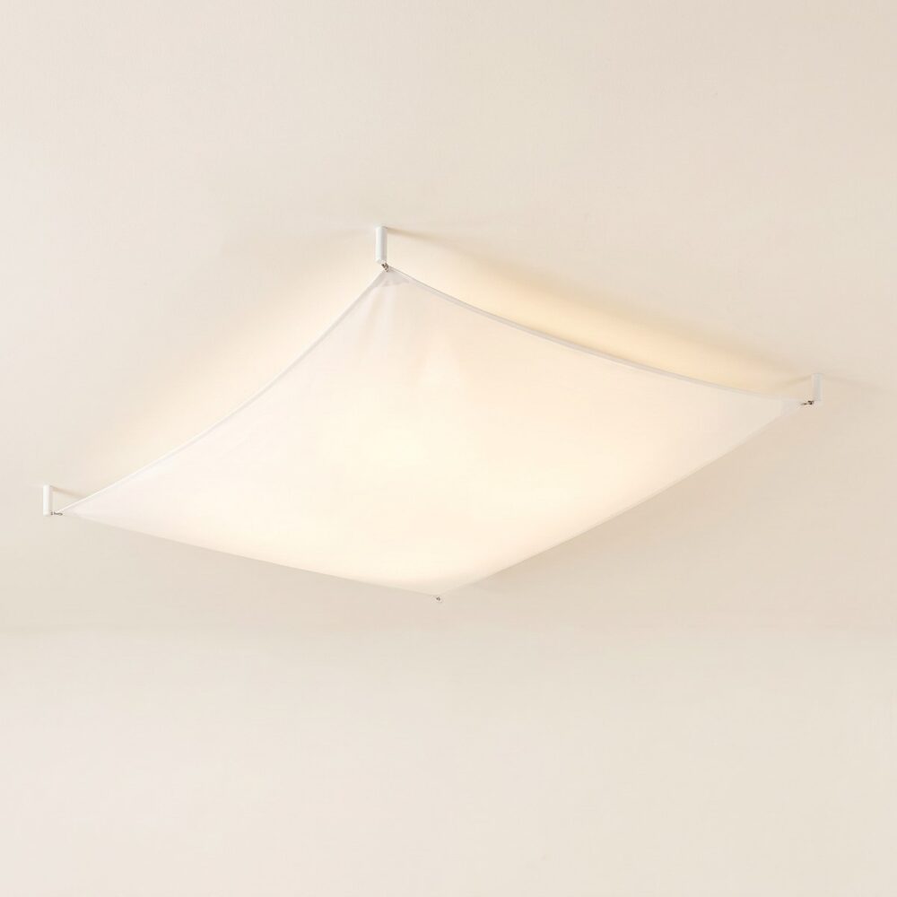 White fabric veil ceiling light, 130 x 105 cm