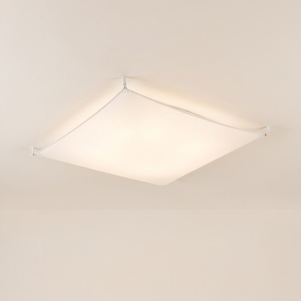 White fabric veil ceiling light, 140 x 140 cm