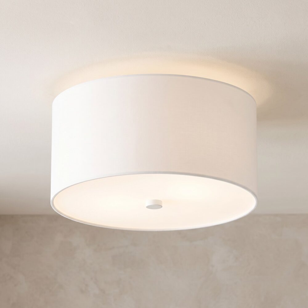 White fabric cylinder ceiling light, 50 cm